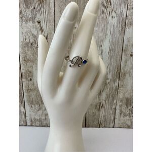 Letter R Initial Ring 925 Sterling Silver Adjustable Blue Crystal Birthday Chris